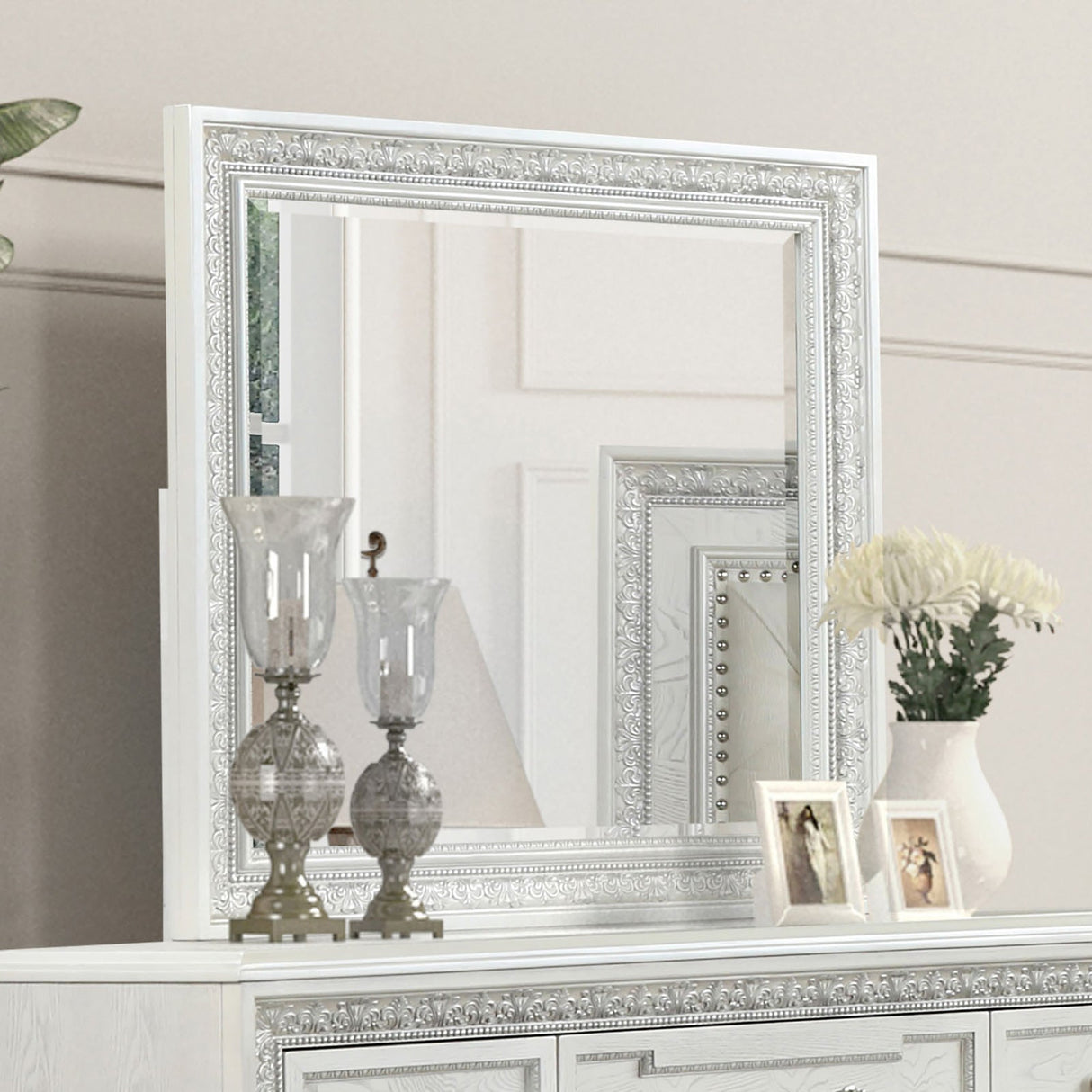 Stella Mia Creamy White Mirror (Mirror Only) from Furniture of America - Luna Furniture