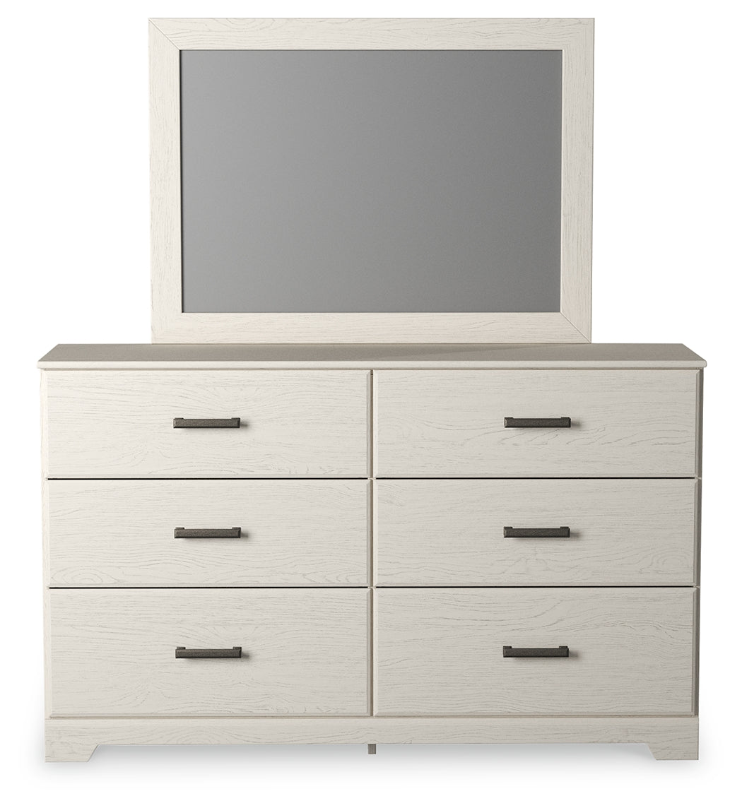 Stelsie Twin Panel Bed with Mirrored Dresser, Chest and Nightstand in White from Ashley - Luna Furniture