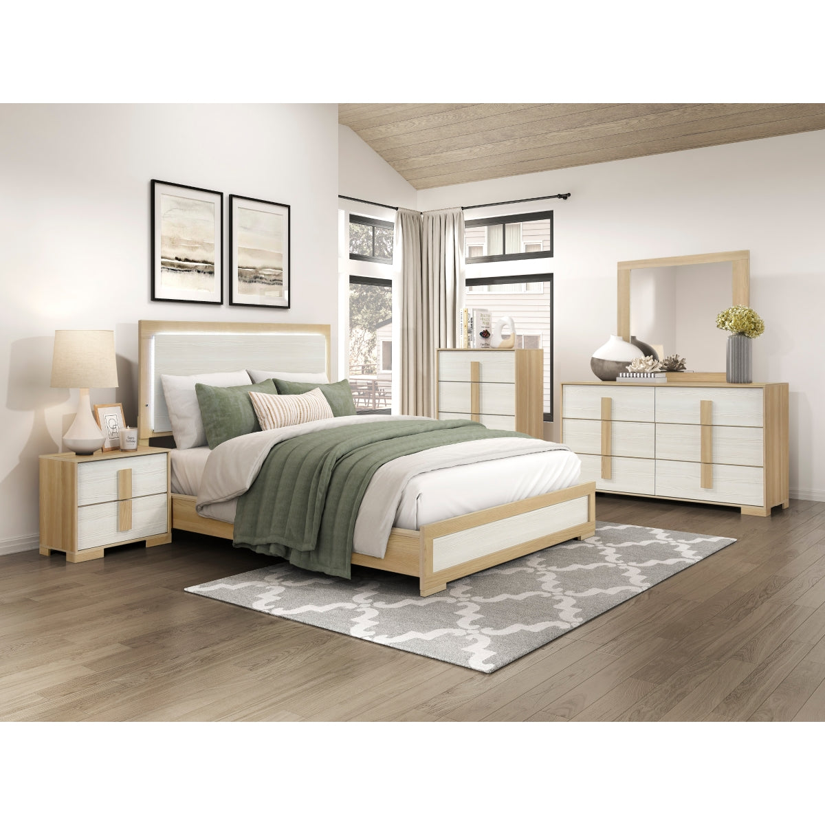 Sterling Natural/White LED King Bed from Homelegance - Luna Furniture