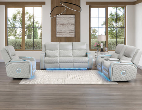 Luna Home Cinema Power Recliner, Ice Vegan Leather from Steve Silver - Luna Furniture