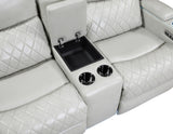 Luna Home Cinema Power Reclining Sofa, Ice Vegan Leather from Steve Silver - Luna Furniture