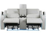 Luna Home Cinema Power Reclining Console Loveseat, Ice Vegan Leather from Steve Silver - Luna Furniture