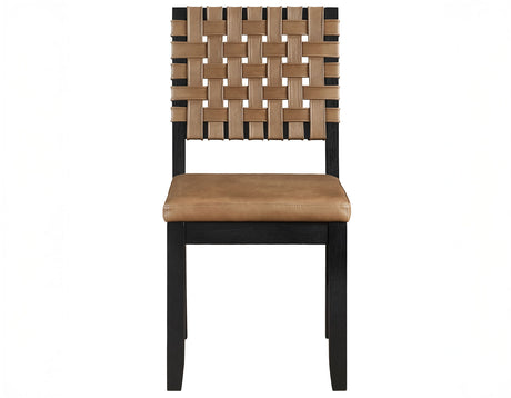 Reid 5-Piece Dining Set, Black Finish with Saddle Brown Vegan Leather from Steve Silver - Luna Furniture