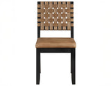 Reid Saddle Brown Vegan Leather Side Chair, Black Finish, Set of 2 from Steve Silver - Luna Furniture