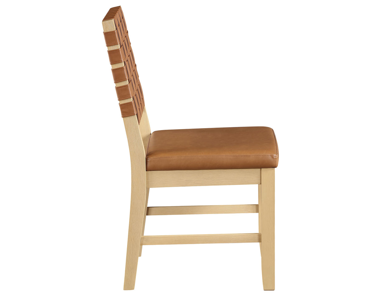 Reid Camel Vegan Leather Side Chair, Sand Finish, Set of 2 from Steve Silver - Luna Furniture