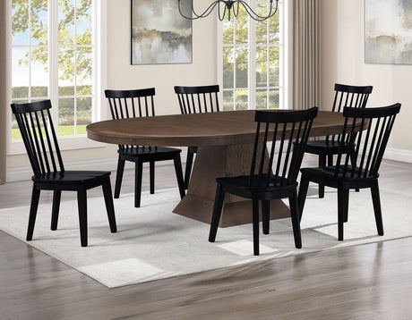 Vaughn 5-Piece 60-96″ w/2-18 Leaves Dining Set, Coffee & Black Finish from Steve Silver - Luna Furniture