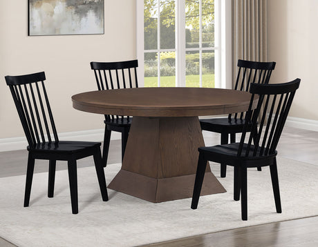Vaughn 5-Piece 60-96″ w/2-18 Leaves Dining Set, Coffee & Black Finish from Steve Silver - Luna Furniture