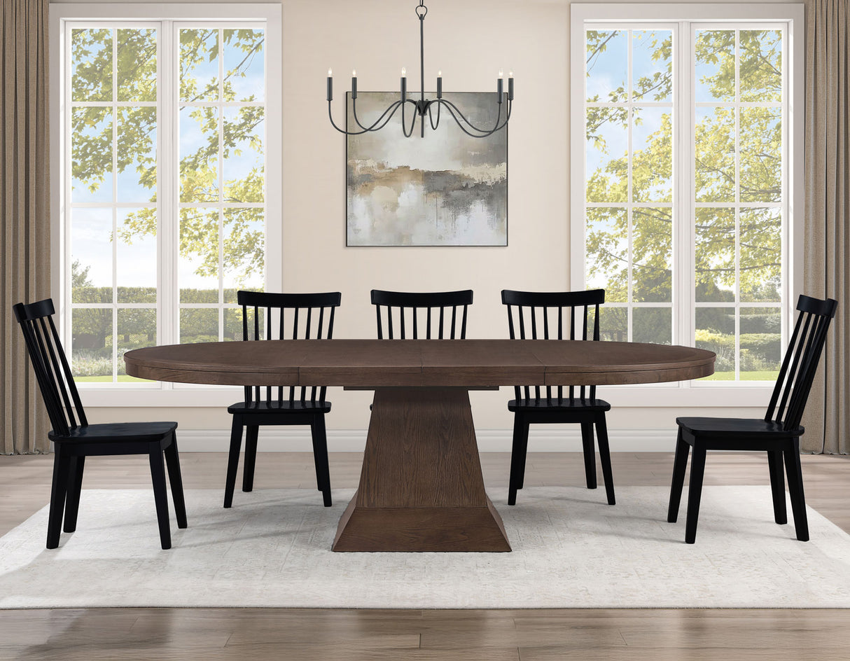 Vaughn 5-Piece 60-96″ w/2-18 Leaves Dining Set, Coffee & Black Finish from Steve Silver - Luna Furniture