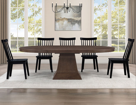 Vaughn 5-Piece 60-96″ w/2-18 Leaves Dining Set, Coffee & Black Finish from Steve Silver - Luna Furniture