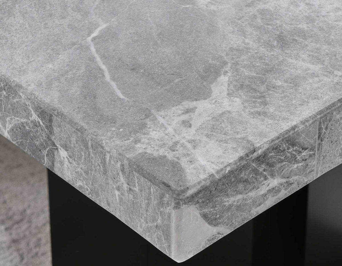 Artemis Black 5-Piece 70" Rectangle Gray Marble Table with 4 Black Vegan Leather Chairs from Steve Silver - Luna Furniture