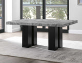 Artemis Black 5-Piece 70" Rectangle Gray Marble Table with 4 Black Vegan Leather Chairs from Steve Silver - Luna Furniture