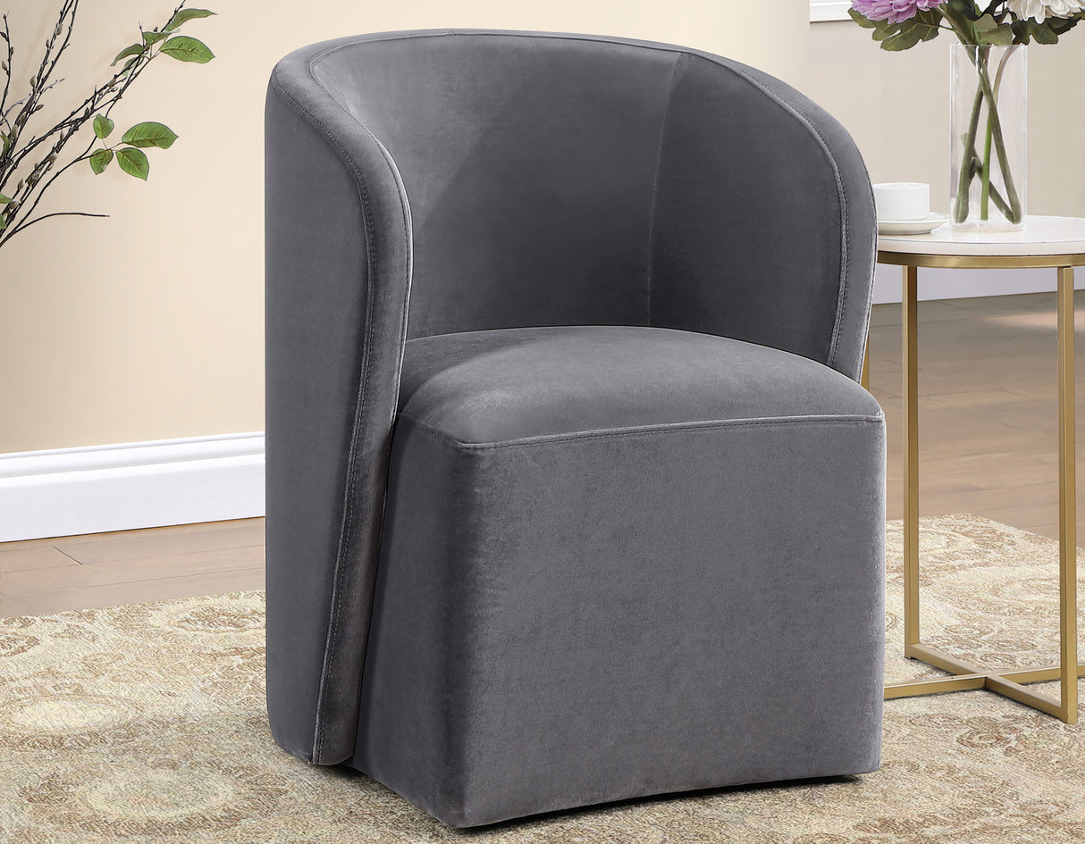 Annie Gray Velvet Barrel Chair with Casters, Set of 2 from Steve Silver - Luna Furniture