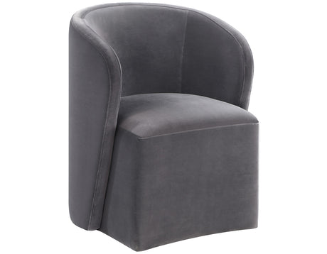Annie Gray Velvet Barrel Chair with Casters, Set of 2 from Steve Silver - Luna Furniture