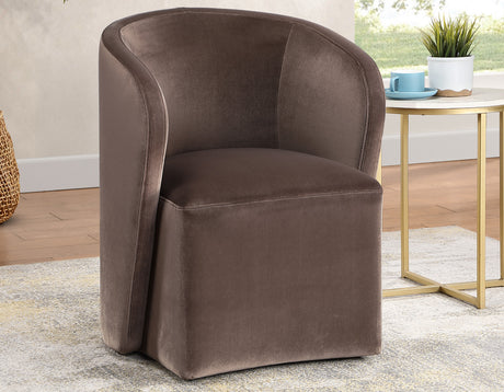 Annie Chocolate Velvet Barrel Chair with Casters, Set of 2 from Steve Silver - Luna Furniture