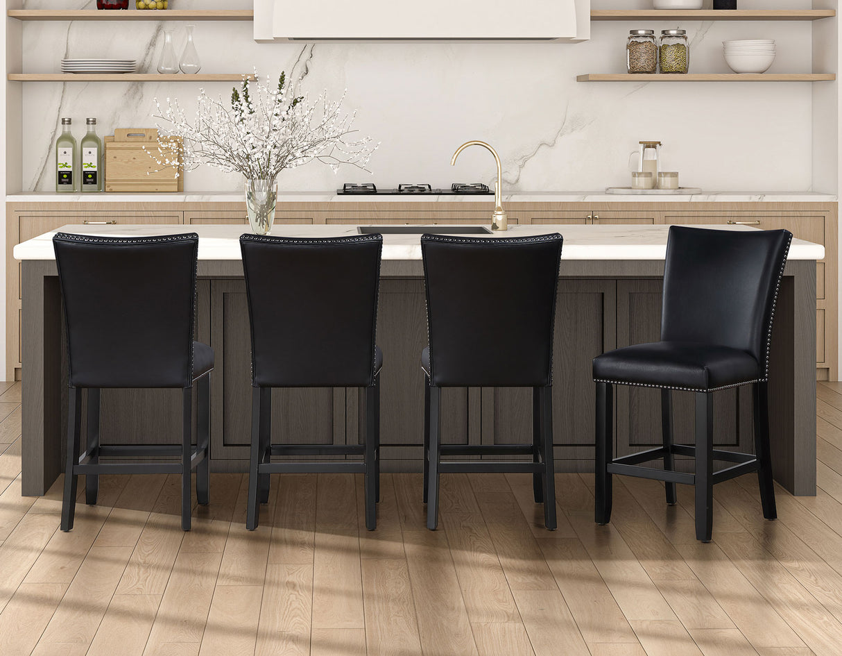 Artemis Black Vegan Leather Counter Height Chair, Set of 2 from Steve Silver - Luna Furniture