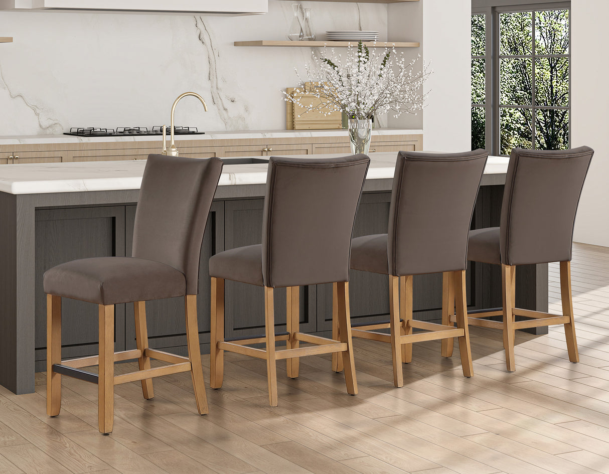Artemis Brown Velvet Counter Height Chair, Set of 2 from Steve Silver - Luna Furniture