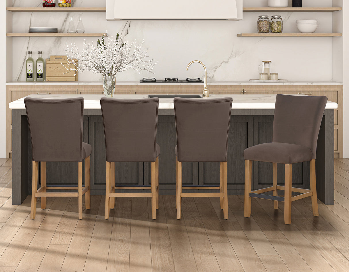 Artemis Brown Velvet Counter Height Chair, Set of 2 from Steve Silver - Luna Furniture