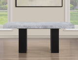 Artemis Black 5-Piece 70" Rectangle Gray Marble Table with 4 Black Vegan Leather Chairs from Steve Silver - Luna Furniture