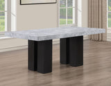 Artemis Gray/Black 5-Piece 70" Rectangular Gray Marble Table with 4 Gray Chenille Chairs from Steve Silver - Luna Furniture