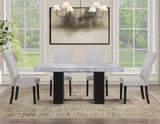 Artemis Gray/Black 5-Piece 70" Rectangular Gray Marble Table with 4 Gray Chenille Chairs from Steve Silver - Luna Furniture