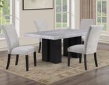 Artemis Gray/Black 5-Piece 70" Rectangular Gray Marble Table with 4 Gray Chenille Chairs from Steve Silver - Luna Furniture