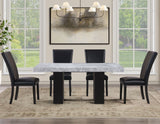 Artemis Black 5-Piece 70" Rectangle Gray Marble Table with 4 Black Vegan Leather Chairs from Steve Silver - Luna Furniture