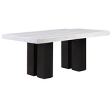 Artemis White/Black 5-Piece 70" Rectangle White Marble Table with 4 White Vegan Leather Chairs from Steve Silver - Luna Furniture