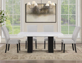 Artemis White/Gray 5-Piece 70″ Rectangle Marble Top Dining Set with Chenille Chairs from Steve Silver - Luna Furniture