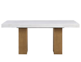 Artemis Brown/Sand 70" Rectangle White Marble Table with 4 Brown Velvet Chairs from Steve Silver - Luna Furniture