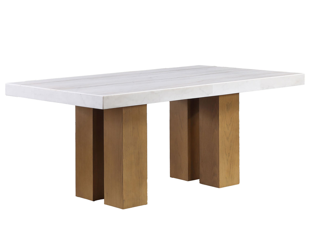 Artemis Brown/Sand 70" Rectangle White Marble Table with 4 Brown Velvet Chairs from Steve Silver - Luna Furniture