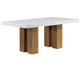 Artemis Brown/Sand 70" Rectangle White Marble Table with 4 Brown Velvet Chairs from Steve Silver - Luna Furniture