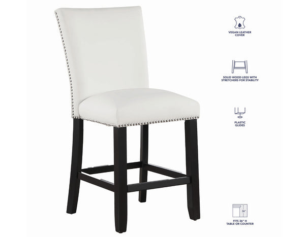 Artemis White Vegan Leather Counter Height Chair, Set of 2