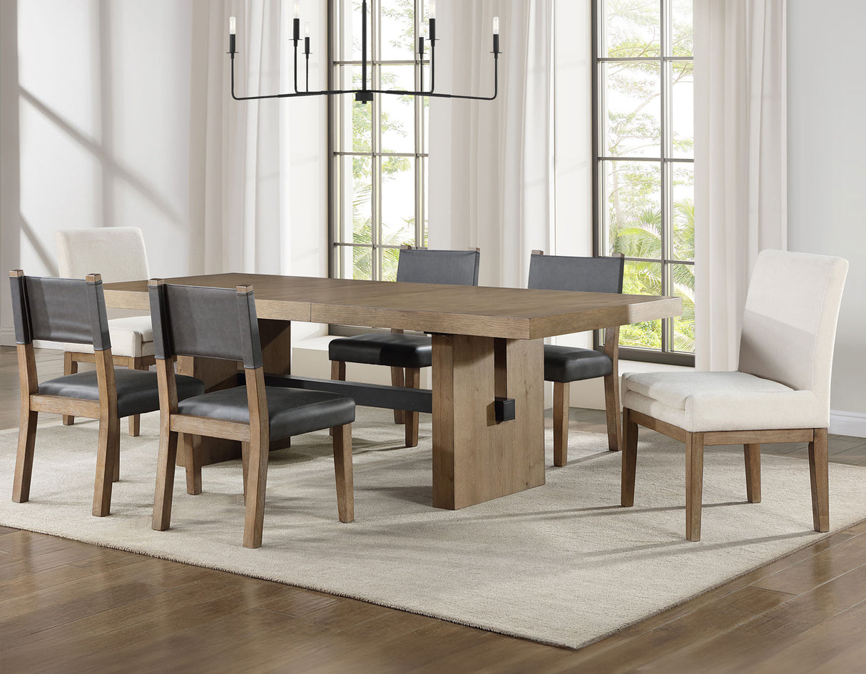 Aubrey Waxed Driftwood 7-Piece 78-96″ Dining Set from Steve Silver - Luna Furniture