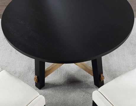 Aubrey Black/White 5-Piece 54″ Round Dining Table Set from Steve Silver - Luna Furniture