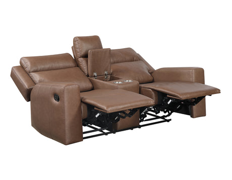 Barron 3-Piece Manual Reclining Brown Vegan Leather Set from Steve Silver - Luna Furniture