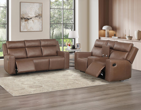 Barron 3-Piece Manual Reclining Brown Vegan Leather Set from Steve Silver - Luna Furniture