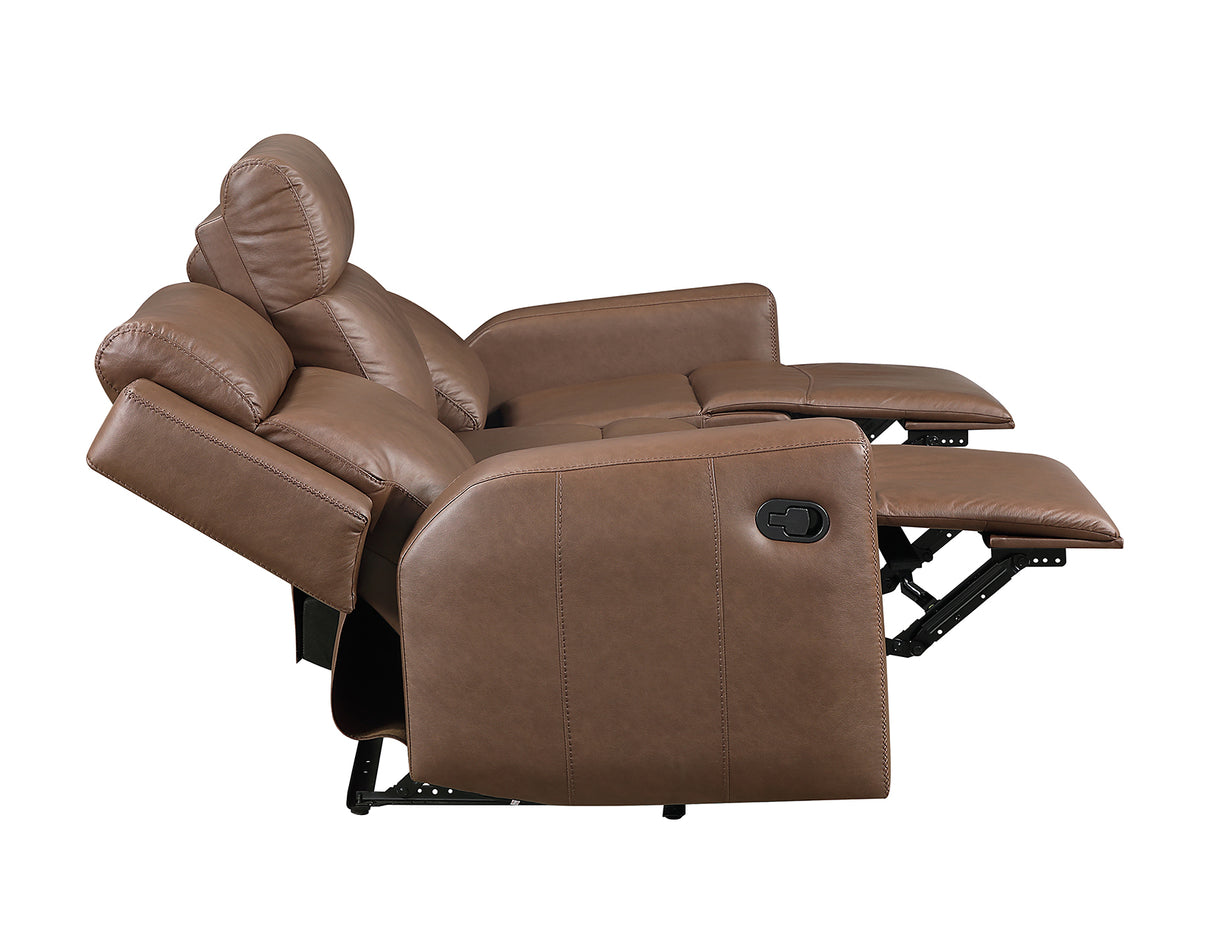 Barron 3-Piece Manual Reclining Brown Vegan Leather Set from Steve Silver - Luna Furniture