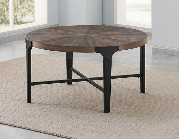 Chevron Cinnamon 36-inch Round Cocktail Table