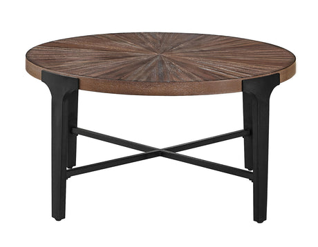 Chevron Cinnamon 36-inch Round Cocktail Table from Steve Silver - Luna Furniture