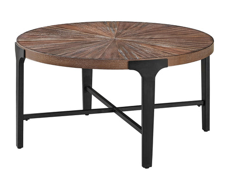 Chevron Cinnamon 36-inch Round Cocktail Table from Steve Silver - Luna Furniture
