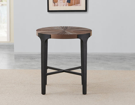 Chevron Cinnamon 22-inch Round End Table from Steve Silver - Luna Furniture