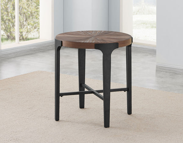 Chevron Cinnamon 22-inch Round End Table