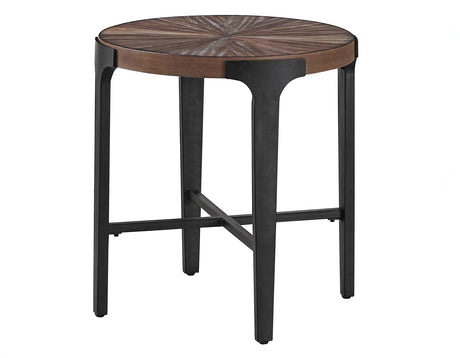 Chevron Cinnamon 22-inch Round End Table from Steve Silver - Luna Furniture
