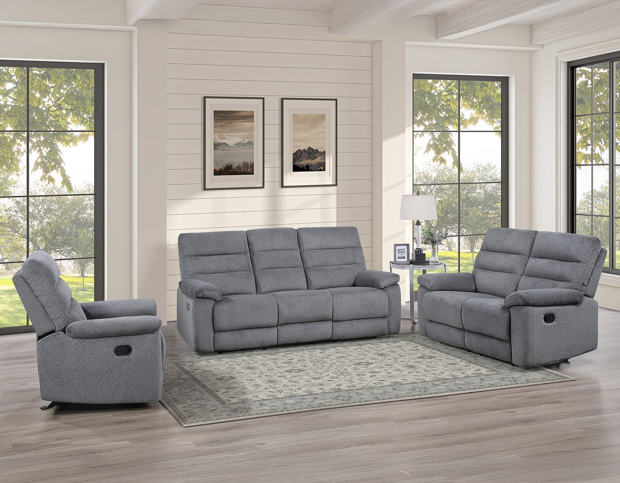 Cozy 3-Piece Gray Manual Reclining Set from Steve Silver - Luna Furniture