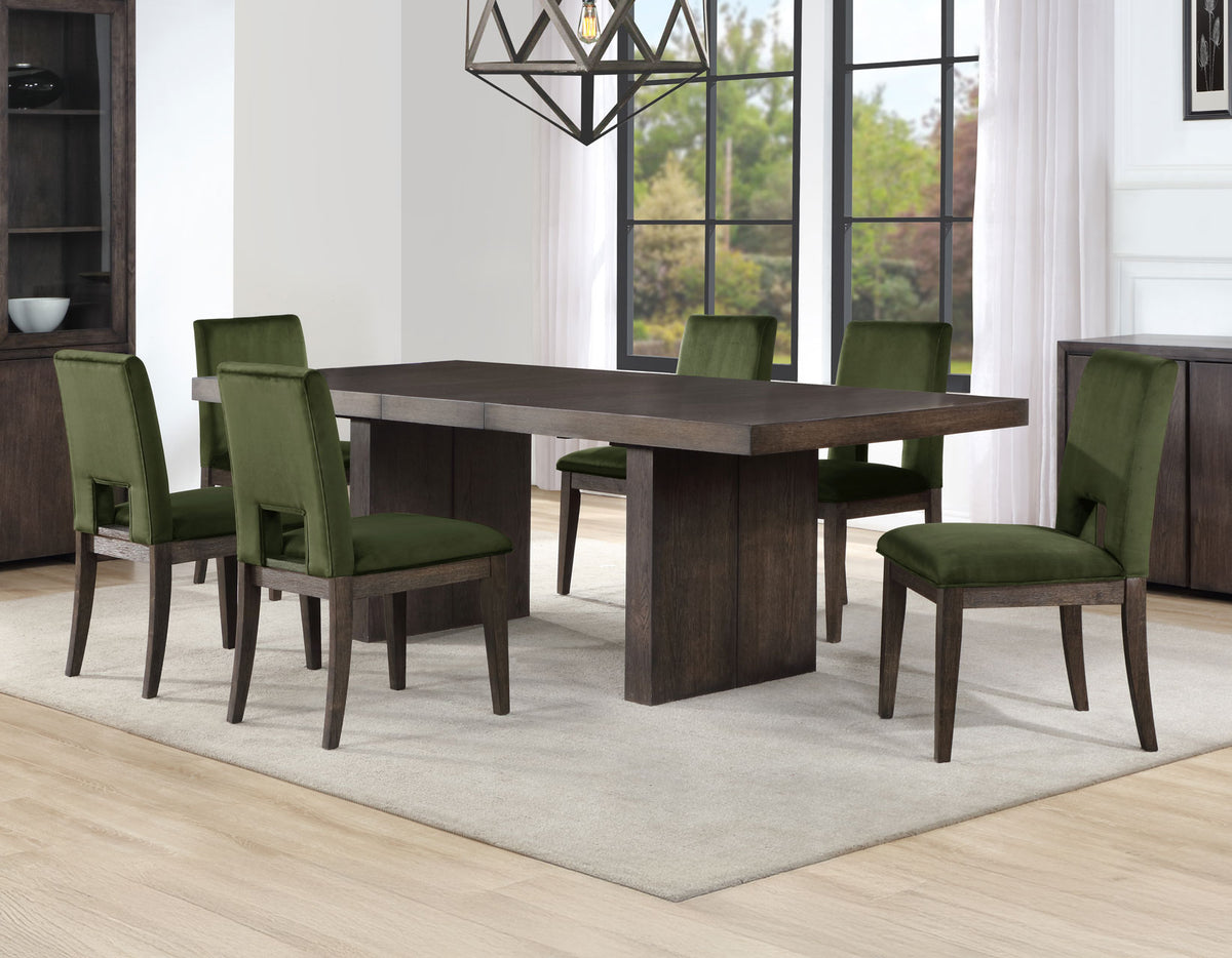 Evan 5-Piece 78-96-inch Table Set with Green Velvet Chairs from Steve Silver - Luna Furniture