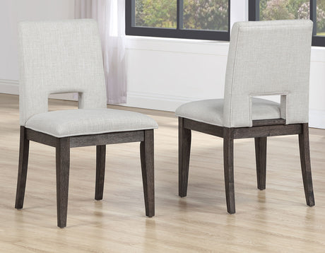 Evan 5-Piece 78-96-inch Dining Set with 4 Eggshell Linen-Look Side Chairs from Steve Silver - Luna Furniture