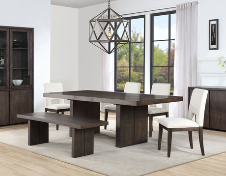 Evan 5-Piece 78-96-inch Dining Set with 4 Eggshell Linen-Look Side Chairs from Steve Silver - Luna Furniture
