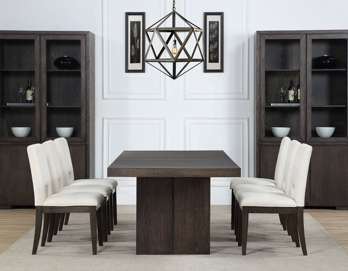 Evan 5-Piece 78-96-inch Dining Set with 4 Eggshell Linen-Look Side Chairs from Steve Silver - Luna Furniture