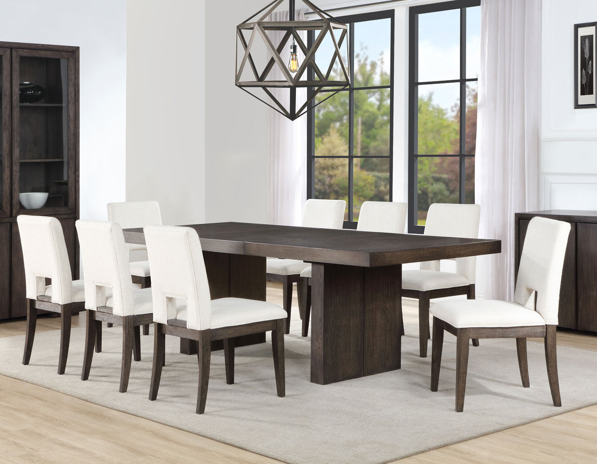 Evan 5-Piece 78-96-inch Dining Set with 4 Eggshell Linen-Look Side Chairs from Steve Silver - Luna Furniture