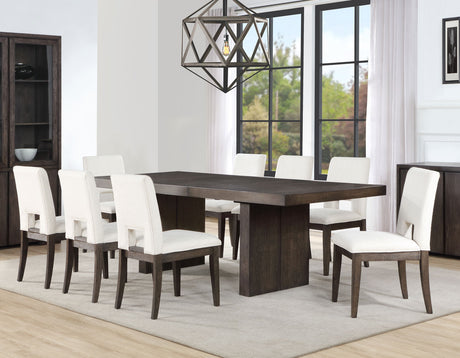 Evan 5-Piece 78-96-inch Dining Set with 4 Eggshell Linen-Look Side Chairs from Steve Silver - Luna Furniture